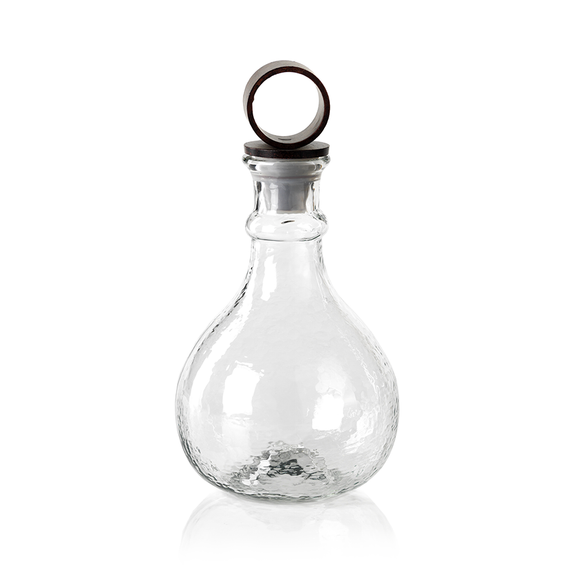 Hammered Artisan Glass Decanter with wrought Iron Stopper