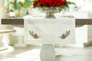Crown Linen Designs Natale Sprig Table Runner available in 3 sizes