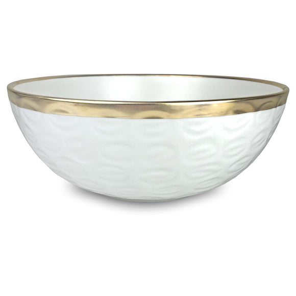 White with Gold large serving bowl