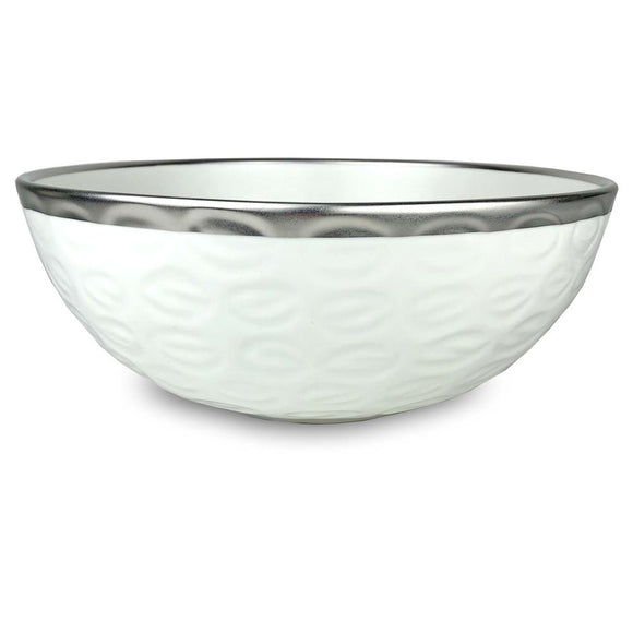 White with Platinum large serving bowl